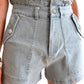 Beau Blue Ruffled High Waist Flap Pockets Denim Shorts
