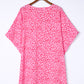 Pink Keyhole Short Sleeve Casual Leopard Print Dress