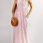 Pink Sleeveless Floor Length Leopard Print Dress with Pockets