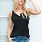 Black Basic & Casual Split V Neck Tank Top