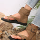 Camel Buckle Decor Clip Toe Zipped High Top Sandals