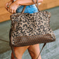 Leopard Print Studded Tassel Zipper Tote Bag