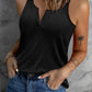 Black Basic & Casual Split V Neck Tank Top