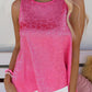 Rose Satin Leopard Casual Round Neck Tank Top