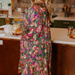 Green Paisley Floral Print Ruffled Hem Plus Size Dress