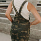 Green Camo Raw Hem Short Overall Dress