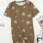 Brown Dandelion Print Casual Crew Neck T-shirt