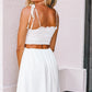 White Smocked Hollow Out Flared Mini Dress