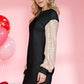 Black Sequin Splicing Sleeve Knit Mini Dress