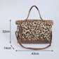 Leopard Print Studded Tassel Zipper Tote Bag