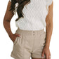 White Casual Ruffled Textured Knitted Sweater Vest