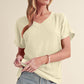 Apricot Plain Crinkled V Neck Short Sleeve Blouse