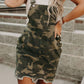 Green Camo Raw Hem Short Overall Dress