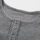 Black Waffle Casual Button Front Knit Henley Top