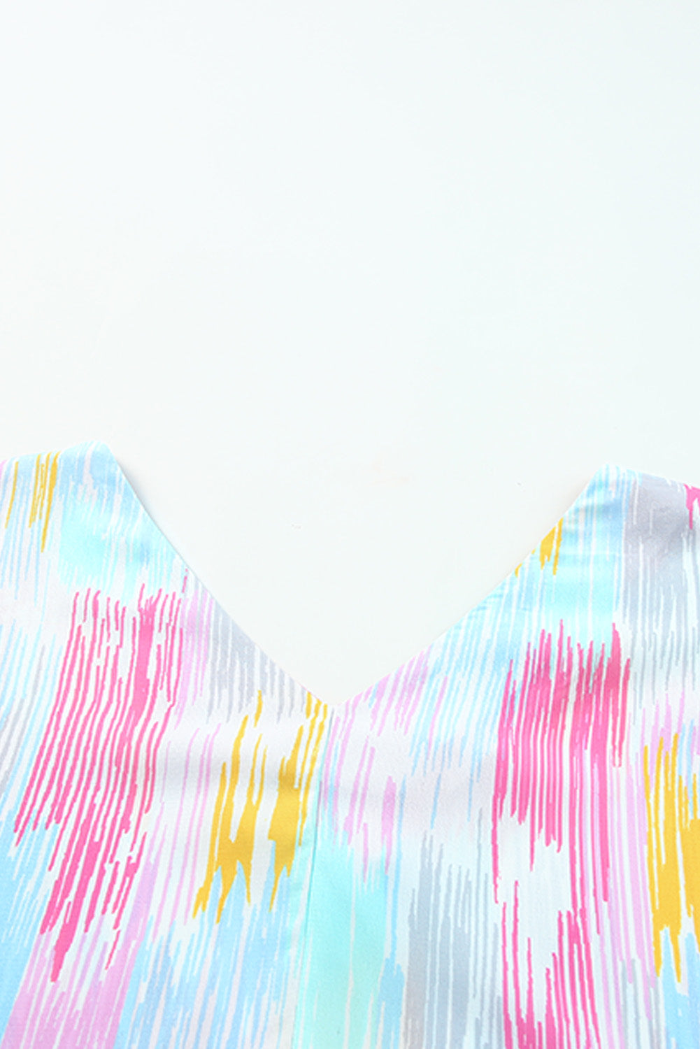 Multicolor Abstract Print V Neck Short Sleeve Dolman Blouse