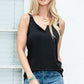 Black Basic & Casual Split V Neck Tank Top