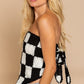 Checkerboard Pattern Tube Top Sweater