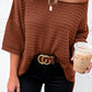 Apricot Casual Solid Rib-Knit Short Sleeve Top