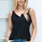 Black Basic & Casual Split V Neck Tank Top