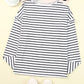 Black and White Striped Snap Button Ruffle Trim Long Sleeve Top