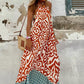 Orange Boho Geometric Print Sleeveless Maxi Dress