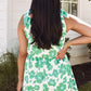 Green Floral Print Knotted Strap Flared Romper