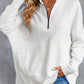 White Oversized Quarter-Zip Pullover Sweatshirt