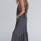 Grey Solid Color Sleeveless Flare Leg Jumpsuit with Pockets