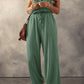 Black Knotted Straps Button Textured Drawstring Jumpsuit