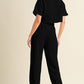 Black Textured Cropped Tee and Jogger Pants Set