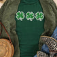 Green St Patrick Clover Patch Sequin Graphic T Shirt