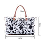 White Animal Spots Printed Leather Tote Bag