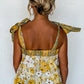 Yellow Floral Patchwork Boho Knot Straps Top