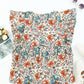 Multicolor Boho Floral Print Ruffled Sleeve Blouse