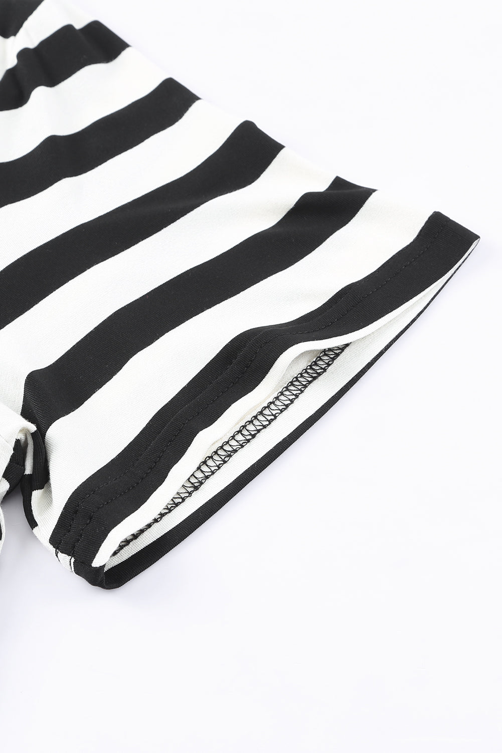 Black Casual Striped Print V Neck Side Split Maxi Dress