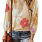 Apricot Flower Print Ruched Bracelet Sleeve Top