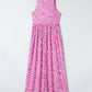 Pink Sleeveless Floor Length Leopard Print Dress with Pockets