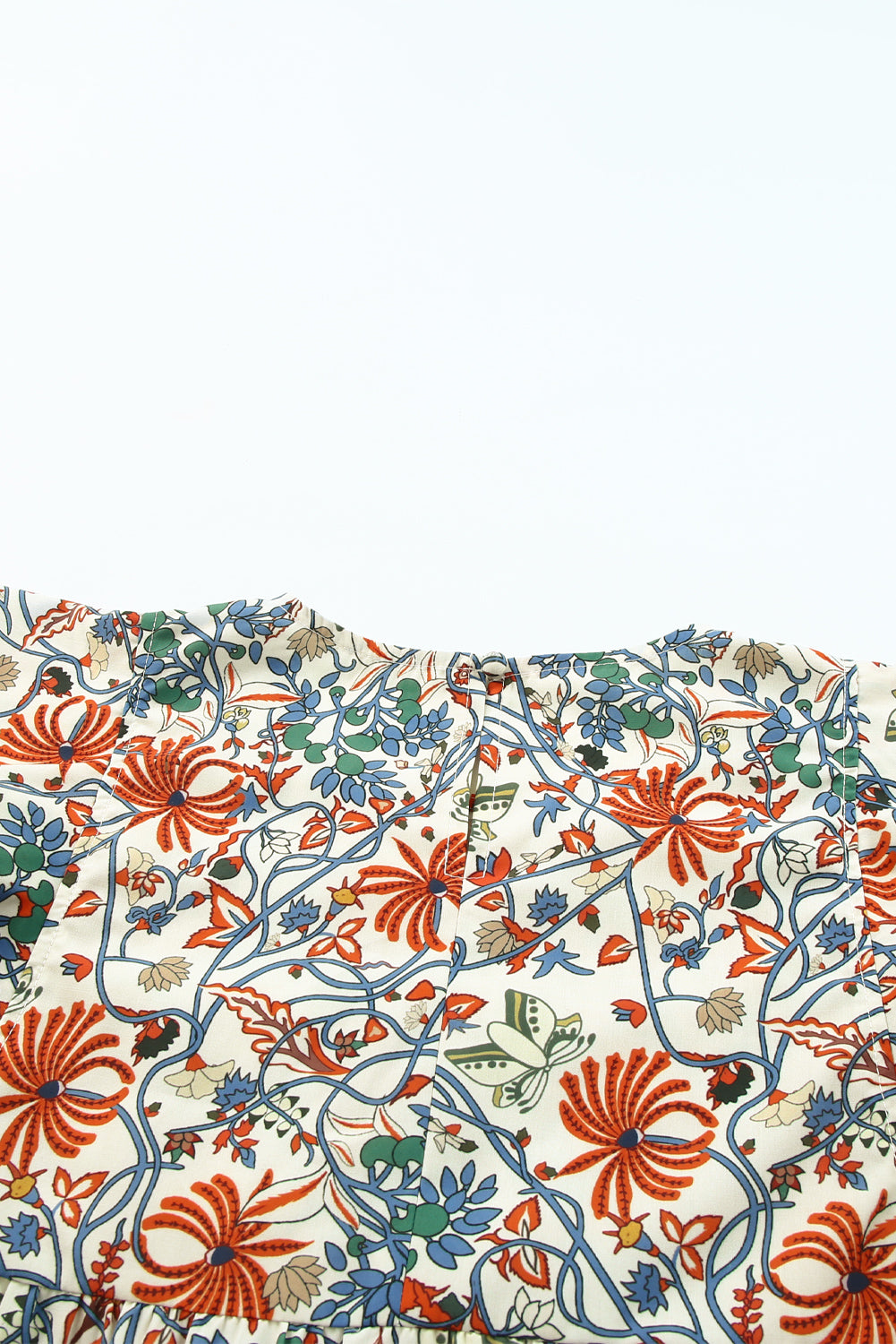 Multicolor Boho Floral Print Ruffled Sleeve Blouse