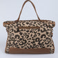 Leopard Print Studded Tassel Zipper Tote Bag