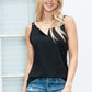 Black Basic & Casual Split V Neck Tank Top