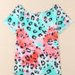 Leopard Print Short Sleeve Tie Dye T Shirt