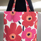 Red Flower Print Portable Cotton Cloth Bag