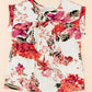 Red Floral Print Short Sleeve Blouse for Women