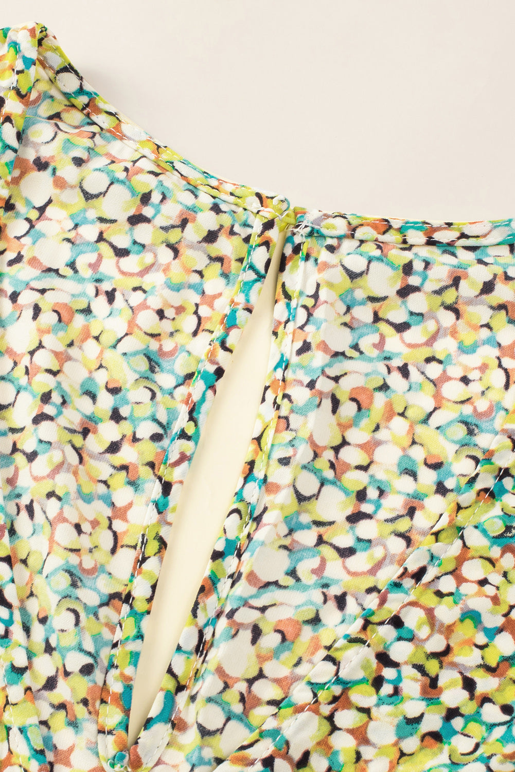 Multicolor Printed Ruffle V Neck Babydoll Short Dress