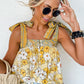 Yellow Floral Patchwork Boho Knot Straps Top