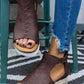 Khaki PU Cutout Buckle Strap Platform Sandals