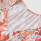 Orange Wide Flutter Sleeve V Neck Floral Dress