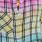 Multicolor Plaid Print Tie Dye Button Up Shirt