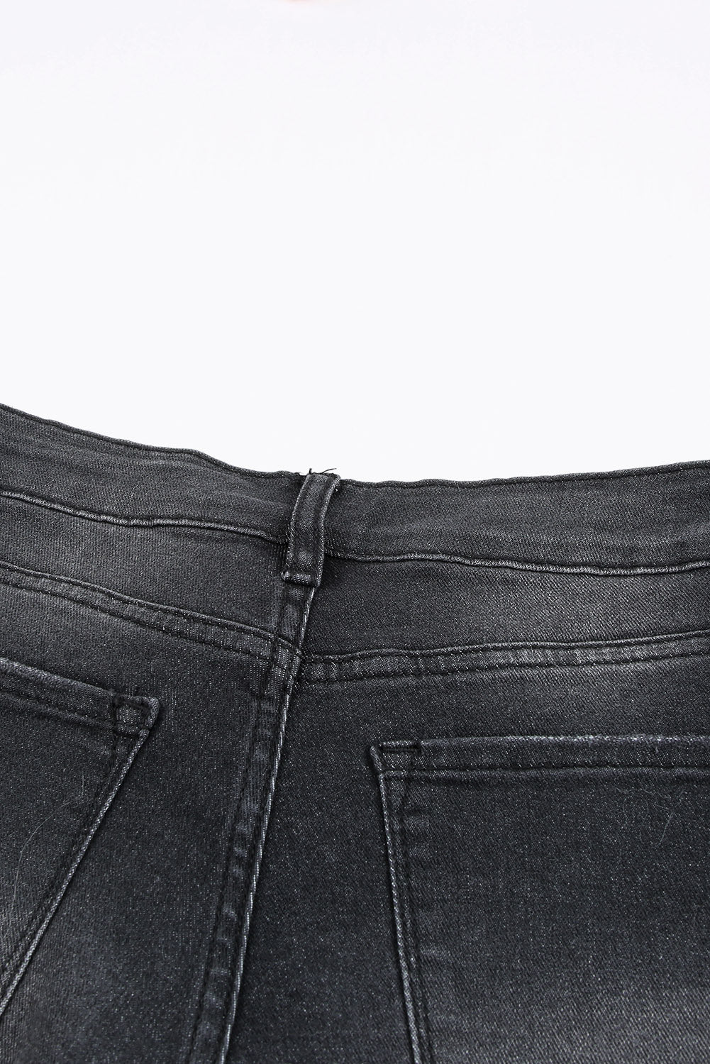 Black Frayed Distressed Denim Shorts