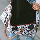 White Animal Spots Printed Leather Tote Bag